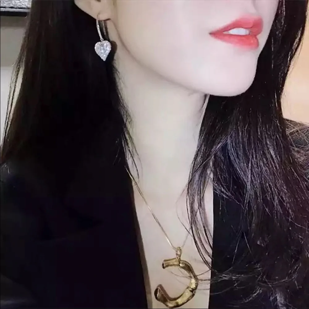 New 925 Silver Anniversary Fashion Heart Earrings